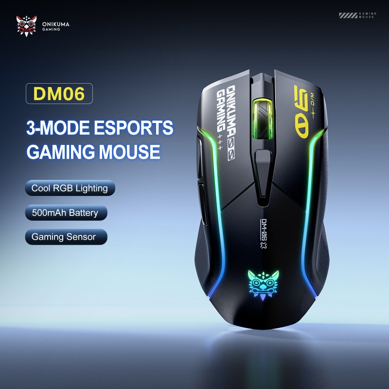 Pc Gaming Entry Level - ONIKUMA DM06 เมาส์สำหรับเล่นเกม 3 โหมดการเชื่อมต่อไร้สาย 500mAh