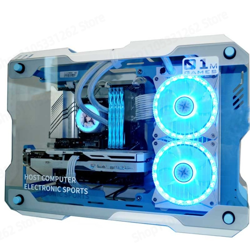 Pc Gaming Water Cooling - เคสคอมพิวเตอร์ขนาดเล็ก 01M สำหรับเล่นเกม ทำจากอะลูมิเนียม พร้อมกระจกนิรภัย โครงสร้างแบบเปิด