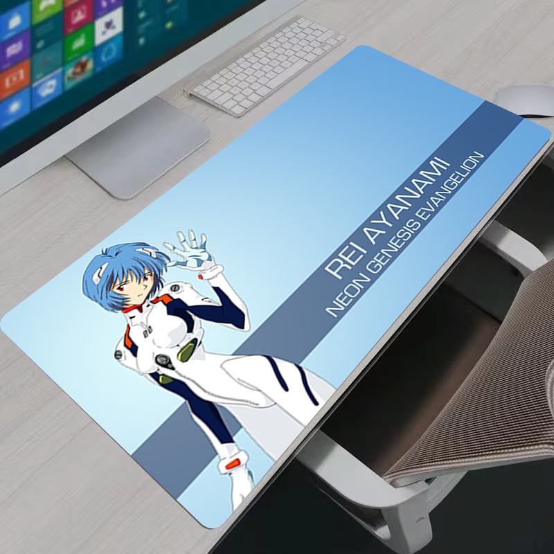 Pc Gaming Evangelion - แผ่นรองเมาส์ขนาดใหญ่ XXL สำหรับสำนักงาน อุปกรณ์เสริมคอมพิวเตอร์ แผ่นรองเมาส์สำหรับเล่นเกม ลายอนิเมะสาว
