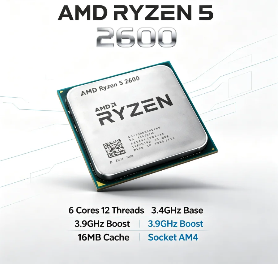 Pc Gaming Entry - เอเอ็มดี ไรเซน 5 2600 12nm ซีพียูเดสก์ท็อปสำหรับการผลิต